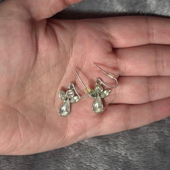 Brighton Heavenly Angel French Wire Earrings MSPR $48 GUC Silver Crystal Holiday - Picture 4 of 7